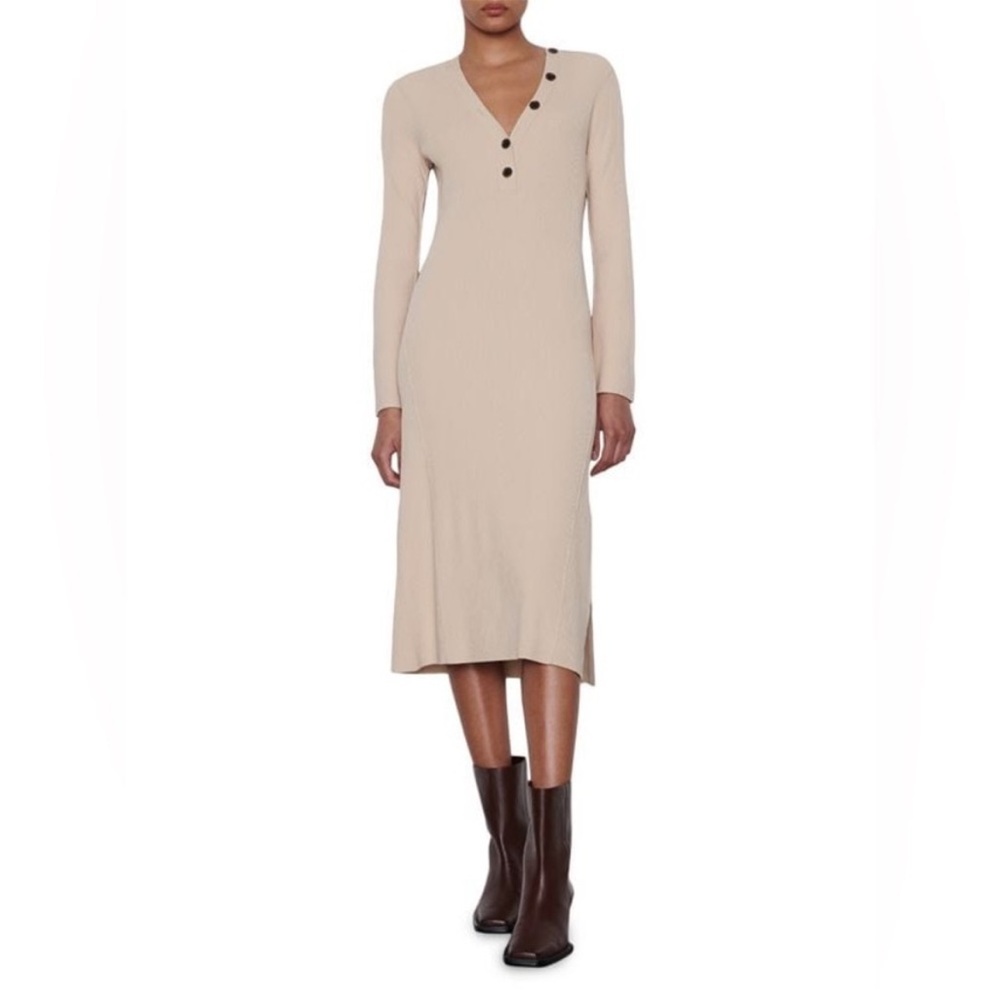 Womens Size M Frame Rib Knit Henley Dress